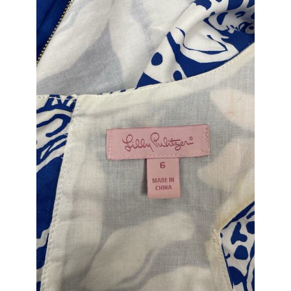 Lilly Pulitzer Augusta Shift Dress Size 6 Deep Sea Blue Quahog Chowdah Lace - Picture 10 of 16